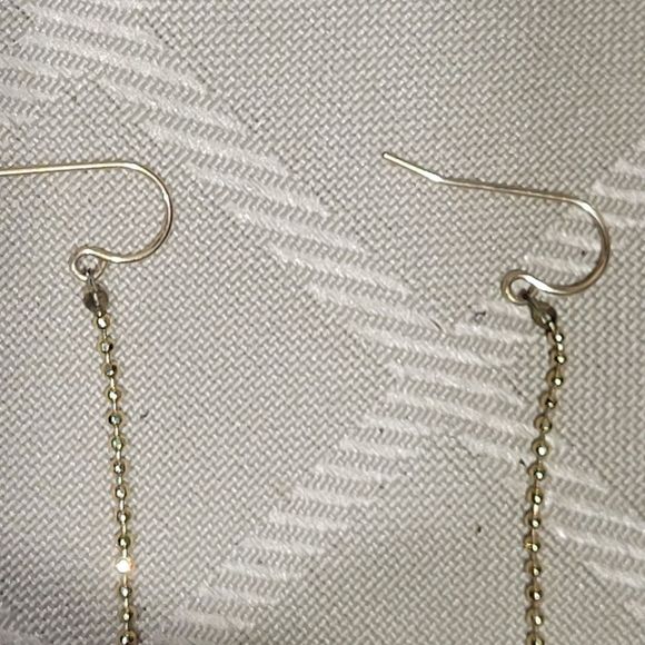 HANDMADE LABRODORITE CRYSYAL LONG HANGING GP EARRINGS - Picture 7 of 7